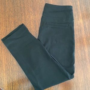 Peach Black Ponte Knit Elastic Waist Cropped Ponte Crop Ankle Pull On Pants XS